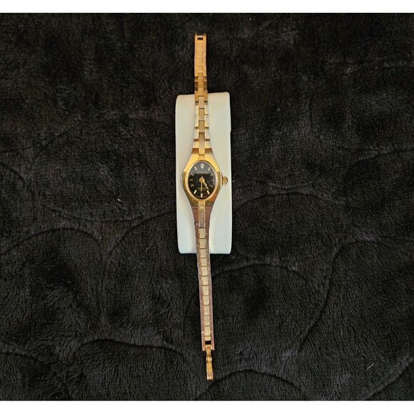 VINTAGE LADIES YELLOW GOLD FILL/ STAINLESS DIAMOND QUARTZ WATCH NEW BATTERY main image 8